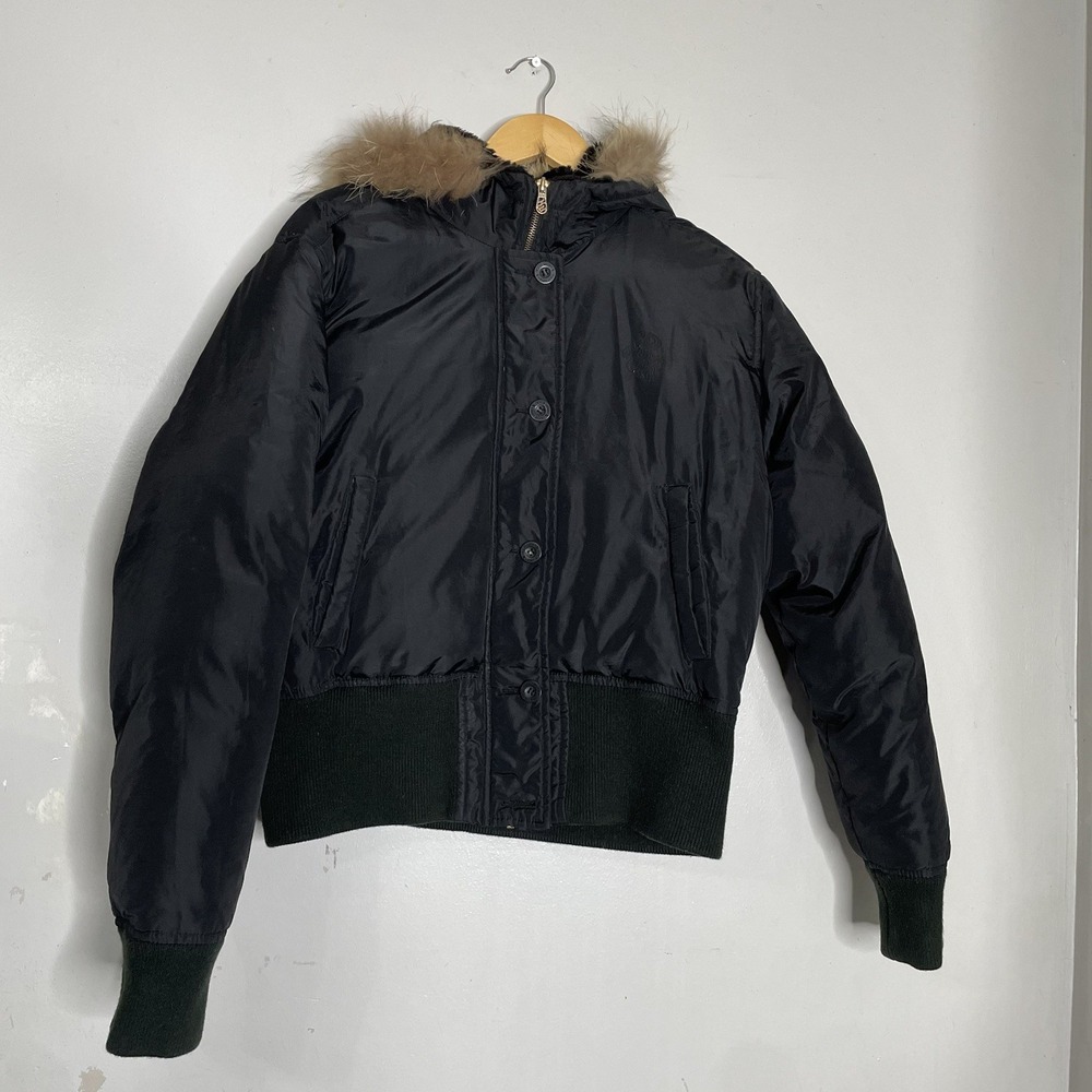 Vintage Rocawear Womens Down Filled Jacket XL Black Y2K Bomber Puffer Rare‎